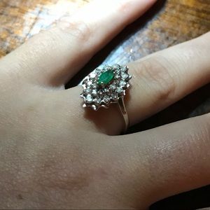 Emerald & diamond ring size 8